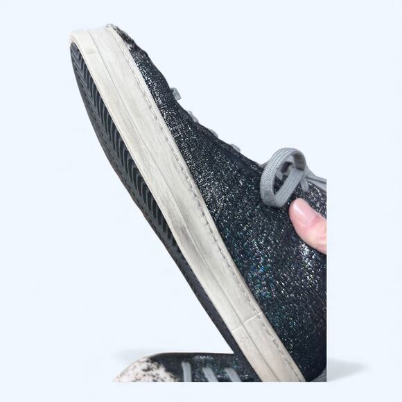 P448 John Jafar Low-Top Sneakers Metallic Glitter Pony Hair Toe Women's EU 41 - Picture 6 of 13